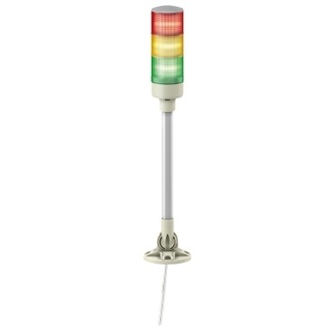 TOWER LIGHT, 3 STAGE RAG, 24V, LED, BUZ, TUBE MNTG W. F BRCKT