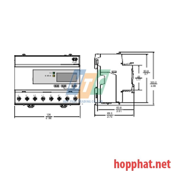 Đồng hồ tích hợp biến dòng 125A, thông số đo: kWh.U,I,P,F, kích thước 5x18mm, Bacnet - A9MEM3365
