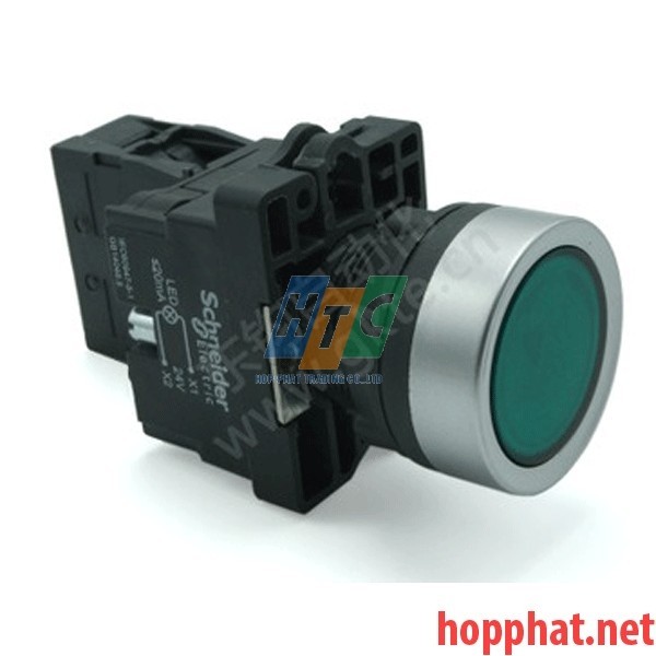 Nút nhấn có đèn báo Ø22, điện áp 220V AC, N/O, màu xanh lá - XA2EW33M1