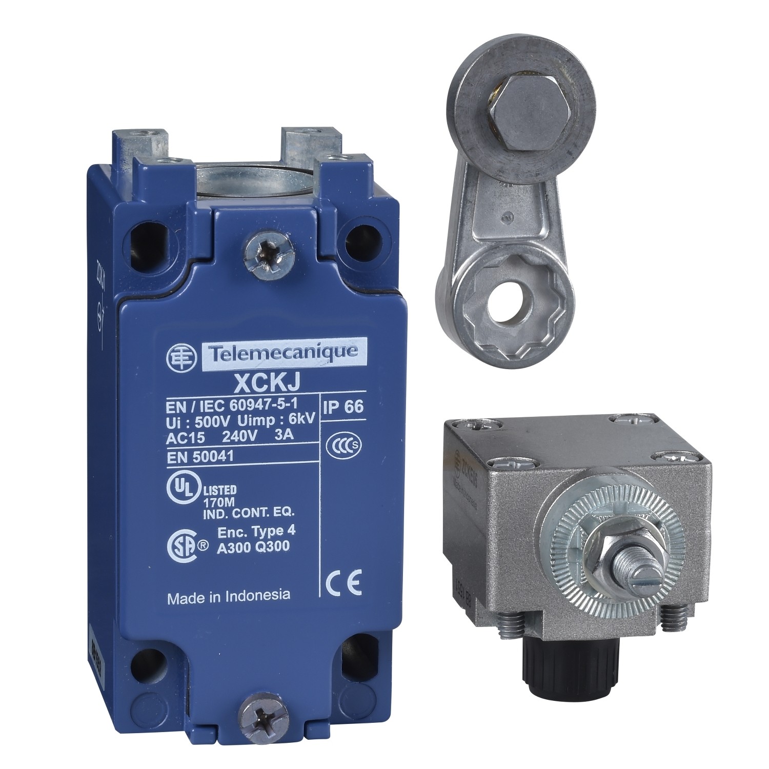 Limit switch XCKJ - steel roller lever - 1NC+1NO - snap action - Pg13